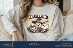 Educating The Boo Crew PNG, Cute Halloween Teacher Design wi Product Image 4