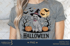 Cute Halloween Poodle PNG |Cute Dog in Witch Hat with Pumpki Product Image 5
