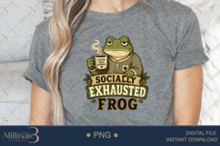 Socially Exhausted Frog PNG, Funny Introvert Coffee Lover Su Product Image 5