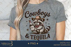 Cowboys & Tequila PNG Cute Raccoon Western Clipart Product Image 5