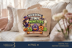 Herding Tiny Monsters Since August PNG, Funny Halloween Teac Product Image 5