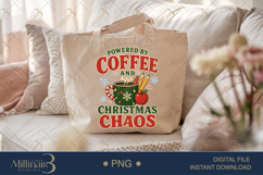 Powered by Coffee and Christmas Chaos PNG, Funny Teacher Chr Product Image 5