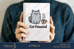 Cat-Feinated PNG | Cute Coffee &amp; Cat Pun Clipart Product Image 5