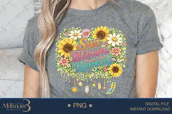 Sun Bloom Repeat PNG Watercolor Sunflower Floral Design, Boh Product Image 5
