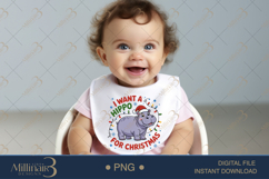 Cute Hippopotamus Christmas PNG | Funny Hippo in Santa Hat | Product Image 5