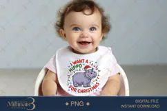 Cute Hippopotamus Christmas PNG | Funny Hippo in Santa Hat | Product Image 5