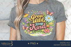Grow Wild Stay Kind PNG, Watercolor Floral Butterfly Design, Product Image 5