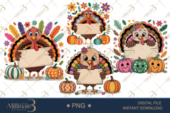 Thanksgiving Wood Sign PNG | Cute Turkey Fall Graphics Product Image 1
