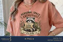 Introvert Space Enthusiast Club PNG, Funny Introvert Raccoon Product Image 5
