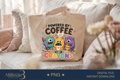 Powered by Coffee and Crayons PNG, Cute Teacher Design with Product Image 5