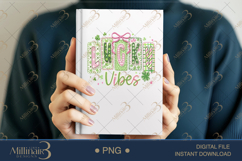 Lucky Vibes PNG, St Patricks Day Shamrock Clipart With Bow A Product Image 5