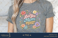 Love You Mom Forever PNG, Watercolor Floral Mother Quote, Product Image 5