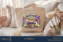 Reading Under Ghostly Skies PNG, Cute Halloween Reading Ghos Product Image 5