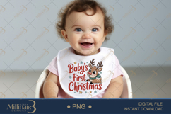 Baby’s First Christmas PNG | Cute Reindeer Holiday Clipart Product Image 5