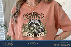 Low Social Battery Society PNG, Cozy Introvert Raccoon Subli Product Image 5