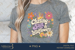 Chasing Sun and Wildflowers PNG, Watercolor Floral Boho Desi Product Image 5