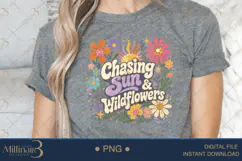 Chasing Sun and Wildflowers PNG, Watercolor Floral Boho Desi Product Image 5