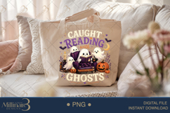 Caught Reading with Ghosts PNG, Cute Halloween Book Lover Product Image 5
