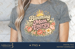 Blooming Mom Energy PNG, Watercolor Floral Mama Design, Boho Product Image 5