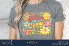 Sunshine Made Me Bloom PNG Watercolor Floral Design, Retro B Product Image 5
