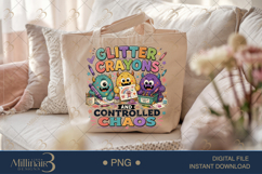 Glitter Crayons and Controlled Chaos PNG, Funny Teacher Desi Product Image 5