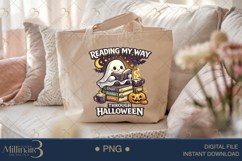 Reading My Way Through Halloween PNG, Cute Ghost Reader Desi Product Image 5