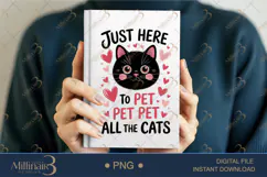 Just Here to Pet All The Cats PNG | Cute Black Cat Clipart w Product Image 5