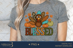 Thanksgiving PNG Blessed Turkey Design for Sublimation Product Image 5