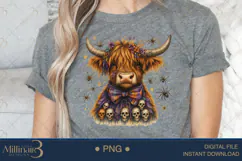 Halloween Highland Cow Sublimation PNG | Happy Halloween Product Image 5
