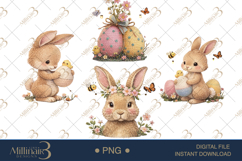 Cute Easter Bunny Clipart PNG, Watercolor Bunny Clipa Product Image 1