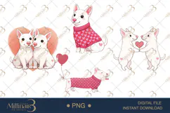 Funny Bull Terriers in Love Valentine Dog Clipart Product Image 1