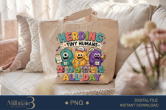 Herding Tiny Humans All Day PNG, Funny Teacher Design for Pr Product Image 5