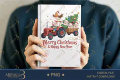 Country Farm Christmas Tractor PNG | Cute Pig Sheep & Chicke Product Image 5