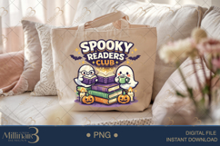 Spooky Readers Club PNG, Cute Ghost Book Lover Design for Ha Product Image 5