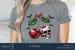 Spooky Skull Cherry Bow Sublimation PNG| Happy Hallowe Product Image 5