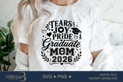 Tears Joy Pride Graduate Mom 2026 SVG PNG, Graduation Mom Product Image 5