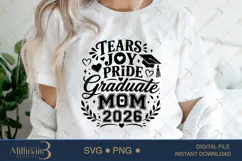 Tears Joy Pride Graduate Mom 2026 SVG PNG, Graduation Mom Product Image 5