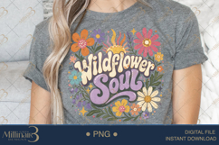 Wildflower Soul PNG, Watercolor Floral Boho Design with Sun, Product Image 5