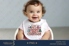 My First Christmas PNG | Funny Baby Holiday Design with Emoj Product Image 5
