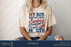 My Boy Might Not Always Swing PNG | Coquette Bow Sports Png Product Image 5