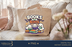 Books and Boos PNG, Cute Ghost Reading Design for Book Lover Product Image 5