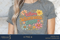 Where Wildflowers Grow PNG, Watercolor Floral Quote Design, Product Image 5