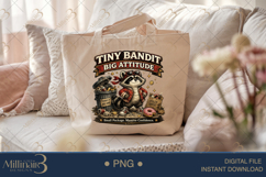 Tiny Bandit Big Attitude PNG, Funny Raccoon Digital Design, Product Image 5