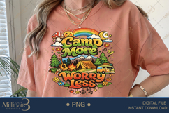 Camp More Worry Less PNG, Retro Camping Sublimation Design, Product Image 5