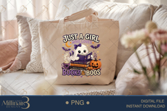 Just a Girl Who Loves Books and Boos PNG, Cute Halloween Boo Product Image 5