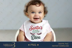 Santa’s Little Diva PNG | Glam Christmas Clipart for Girls | Product Image 5