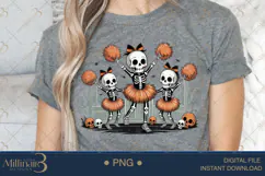 Cheerleader Skeletons Halloween PNG| Halloween Cat Reading Product Image 5