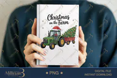 Christmas On The Farm PNG Santa on Tractor with Tree Clipart Product Image 5