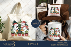 Christmas Ghost Clipart PNG | Cute Watering Plant Ghosts Product Image 6