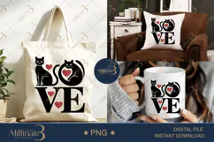 Love Cat PNG | Cute Black Cats with Hearts Clipart Product Image 6